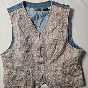 Paisley Zip-Front Reversible Vest - Blue & Pink